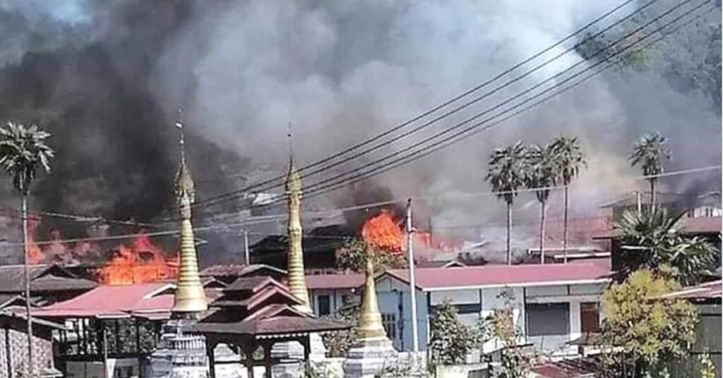 ရှမ်းပြည်နယ်တောင်ပိုင်း ပအိုဝ်းကိုယ်ပိုင်အုပ်ချုပ်ခွင့်ရဒေသ၊ မဲနယ်တောင်၊ စံဖူးကျေးရွာတွင် တိုက်ပွဲဖြစ်ပွားပြီး နေအိမ် ၂၀ ကျော် မီးလောင်ပျက်စီး