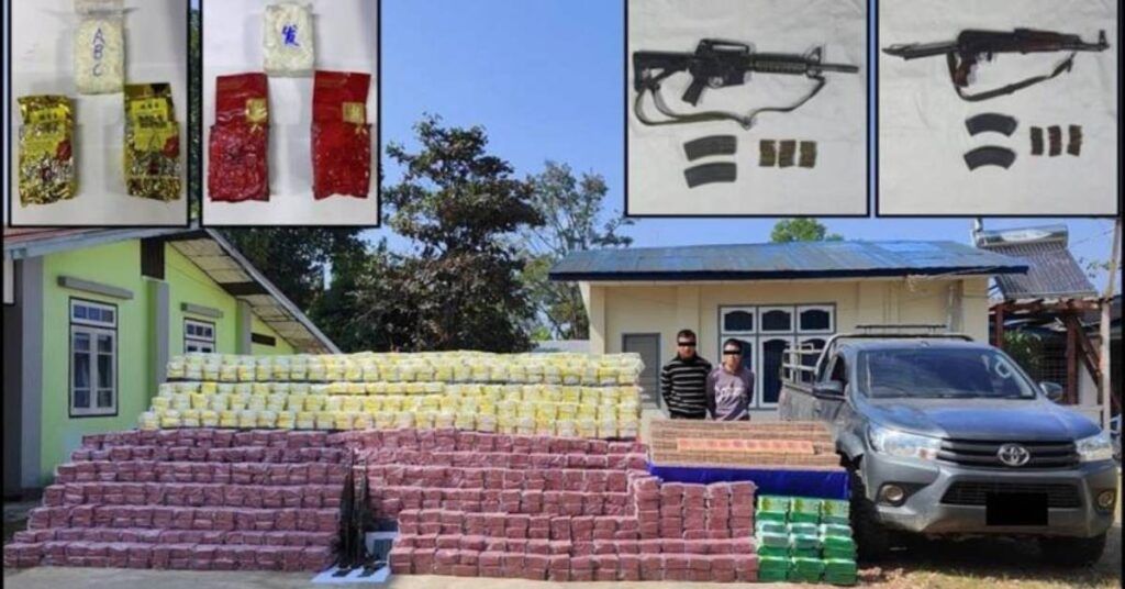 ရှမ်းပြည်နယ် (အရှေ့ပိုင်း) ကျိုင်းတုံမြို့နယ်တွင် ကျပ် ၁၅ ဒသမ ၁ ဘီလျံကျော်တန်ဖိုးရှိ ဘိန်းဖြူ ၁၇၅ ကီလို၊ အိုက်စ် ၁၅၀၂ ကီလို၊ ကက်တမင်း ၅၅ ကီလို၊ သေနတ်နှစ်လက်နှင့် ကျည်ဆန်များ ဖမ်းဆီးရမိ